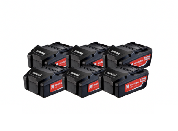 METABO 18 V - Set à 6 x 4 Ah - Li-Power Akkupack - Air Cooled