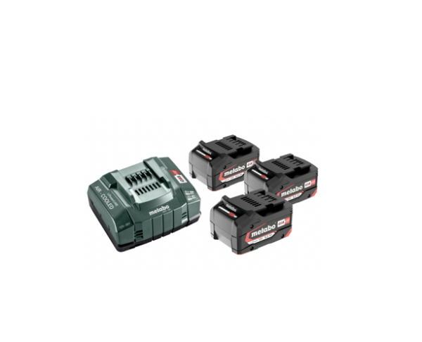 METABO Basis-Set 3 x Li-Power 18V/5.2 Ah und Schnellladegerät ASC 145